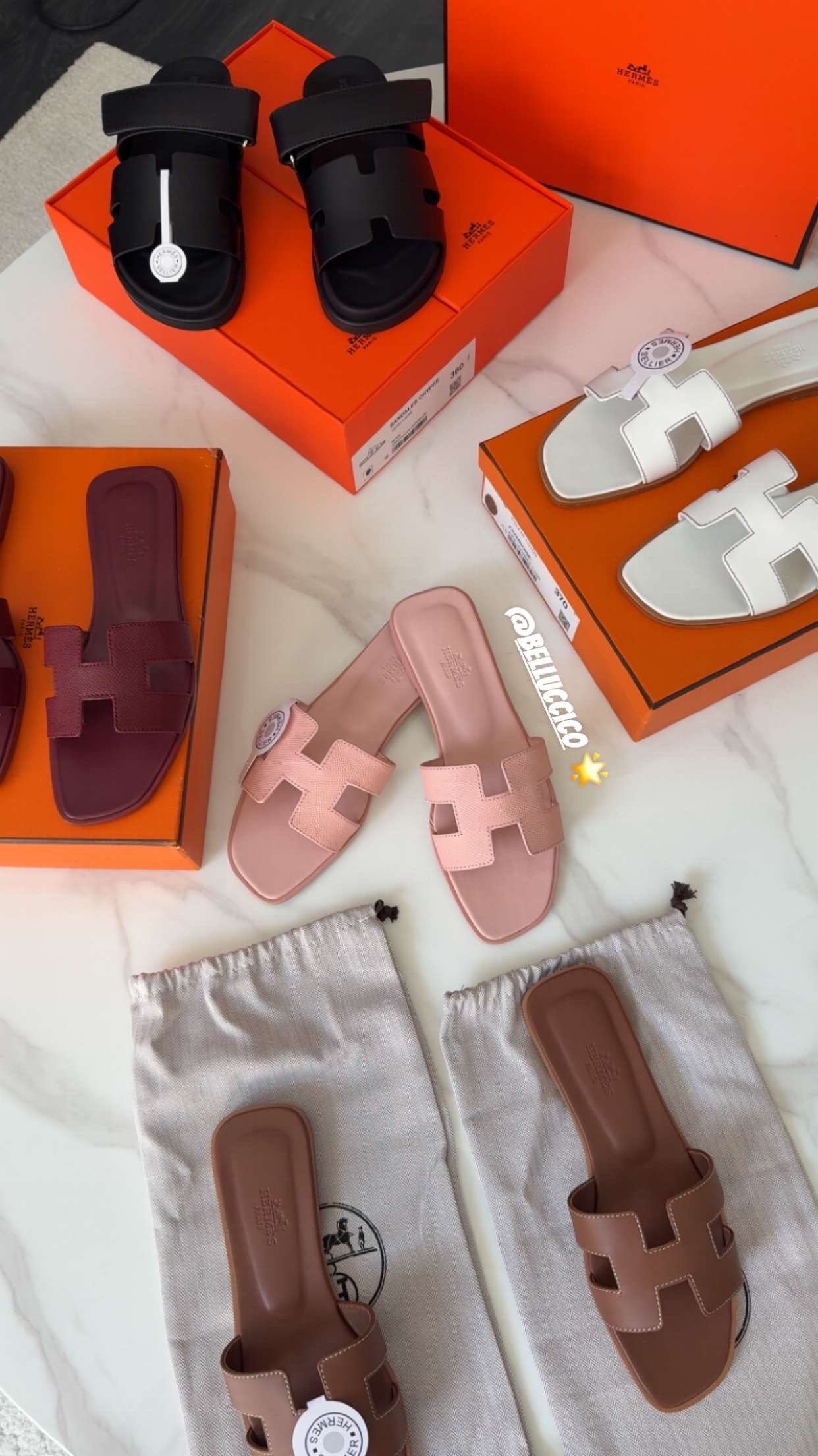 Hermès Sandales Oran Brun Bordeaux Blanc Noir - Image 2