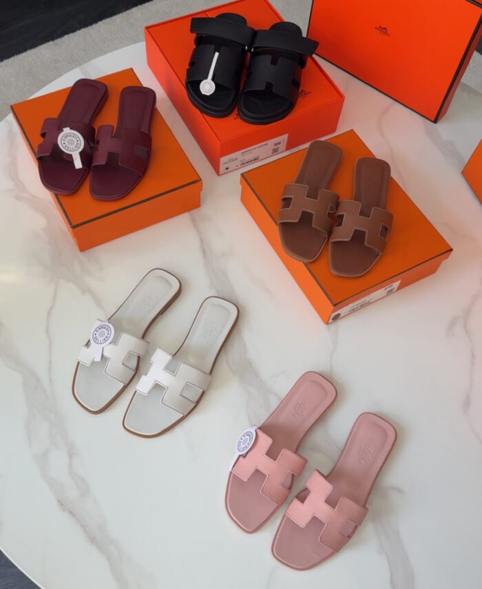 Hermès Sandales Oran Brun Bordeaux Blanc Noir